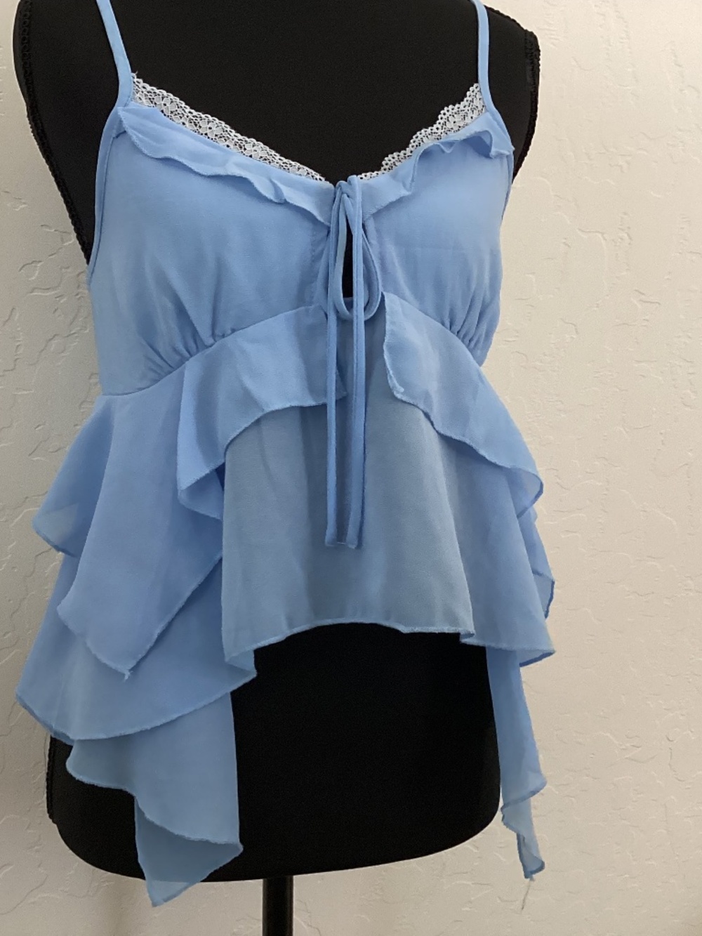 Full Tilt, so M, beautiful periwinkle, babydoll tank w/ smocking on back